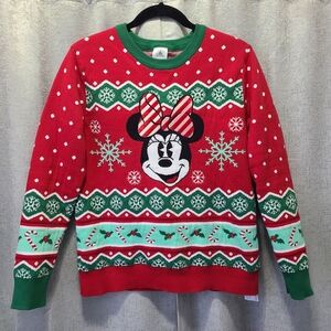 Disney Red and Green Minnie Mouse Snowflake‎ Sweater